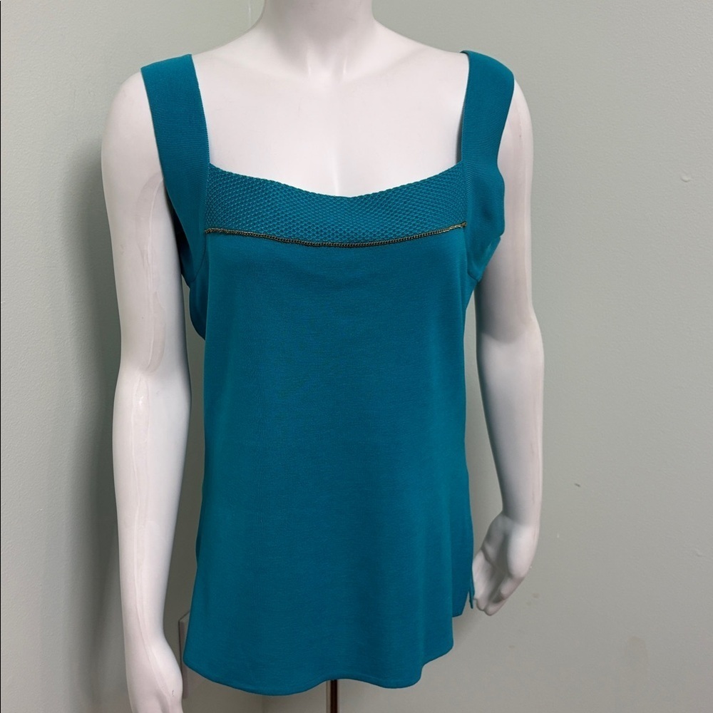Misook Turquoise and Gold Embellished Top medium
